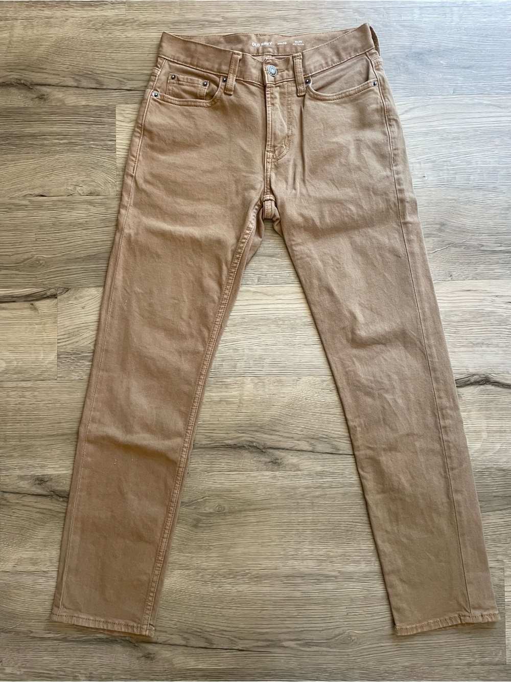Old Navy | Slim Built-in-Flex Five Pocket Pants for Men | Dark Khaki | 26x30 - Picture 2 of 9